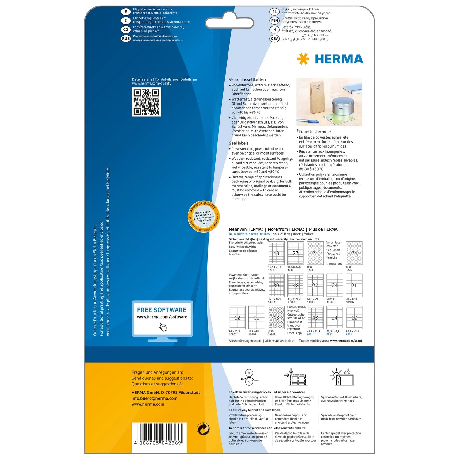 600 HERMA Folien-Verschlussetiketten 4236 transparent