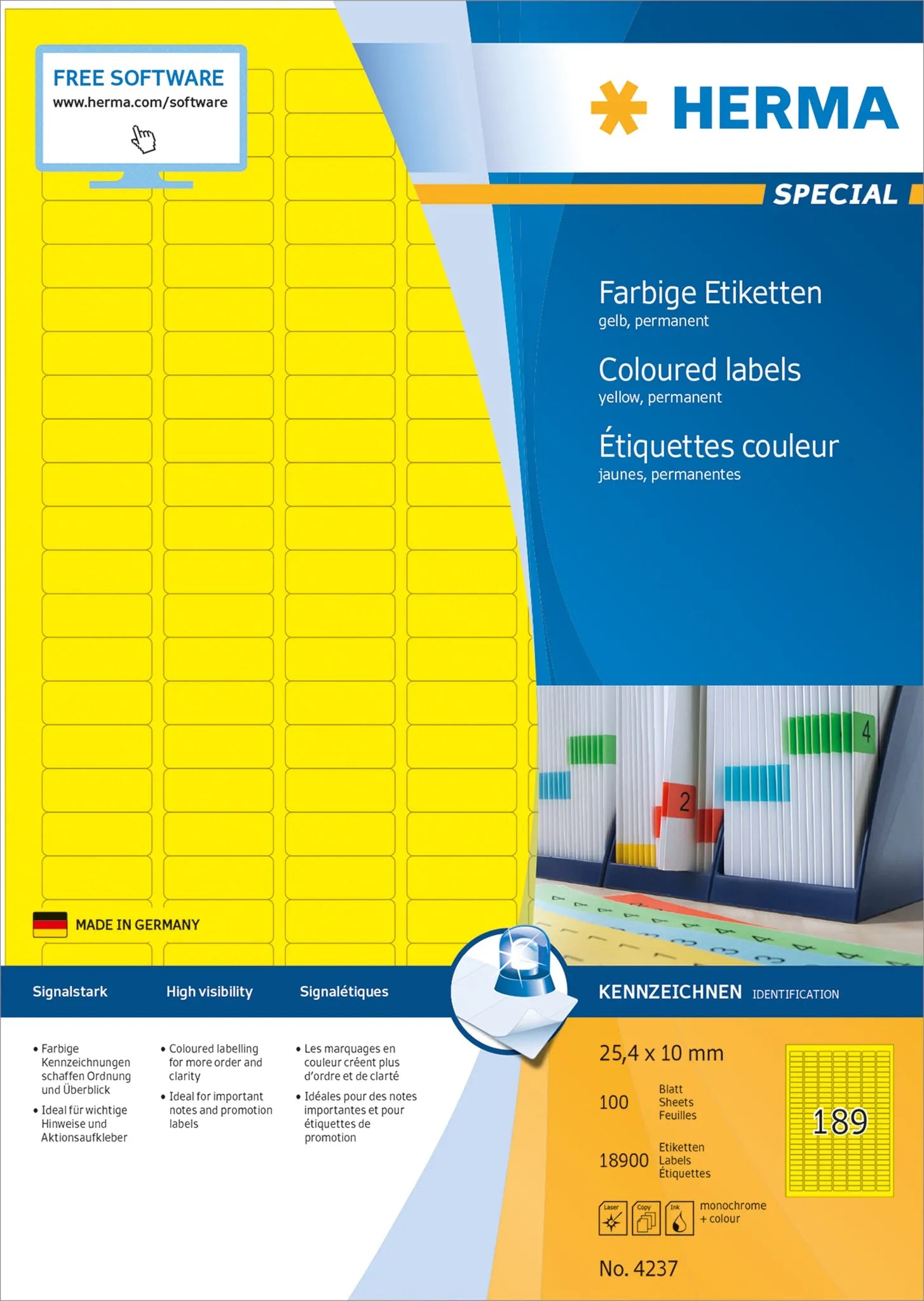 18.900 HERMA Etiketten 4237 gelb