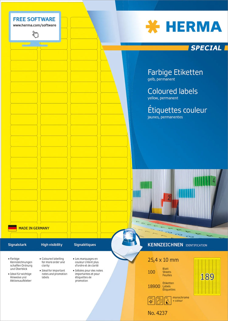 18.900 HERMA Etiketten 4237 gelb