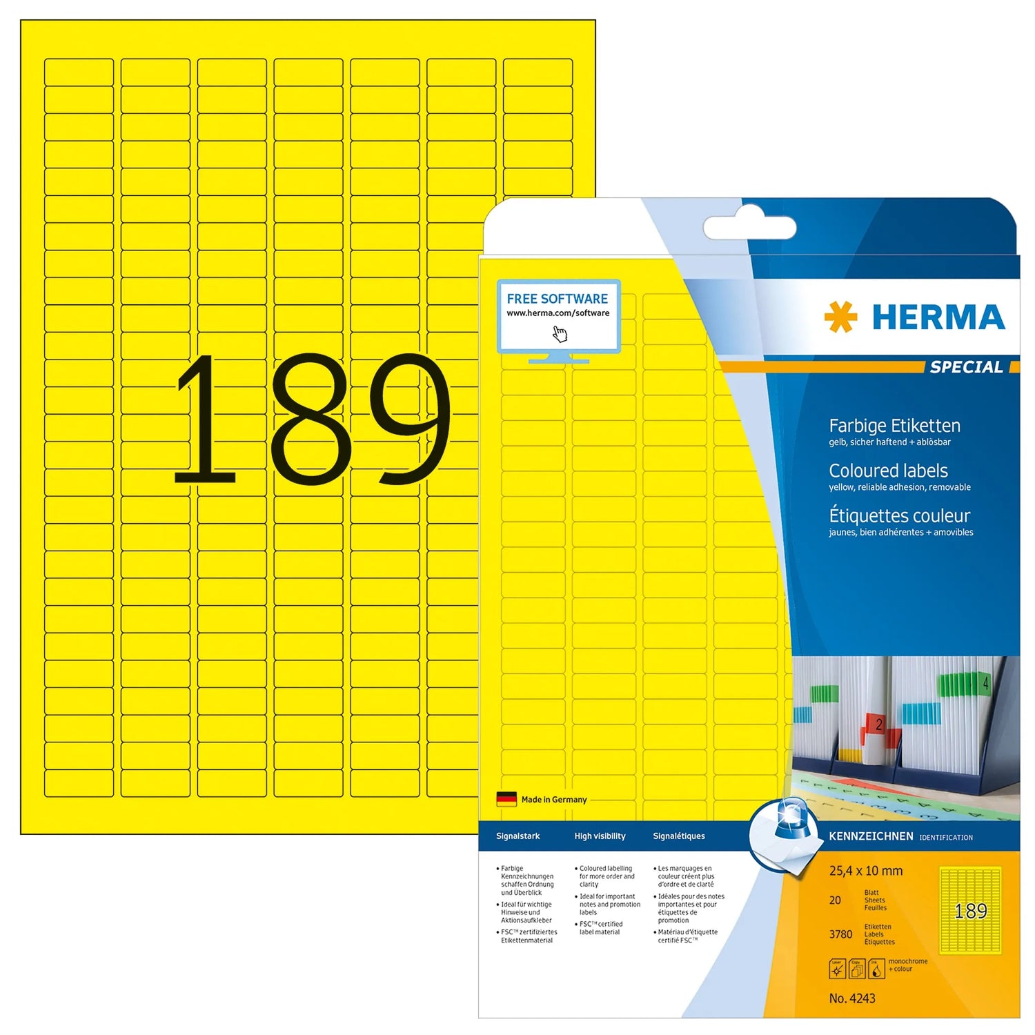 3.780 HERMA Etiketten 4243 gelb