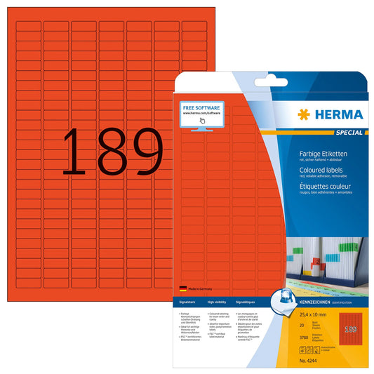 3.780 HERMA Etiketten 4244 rot