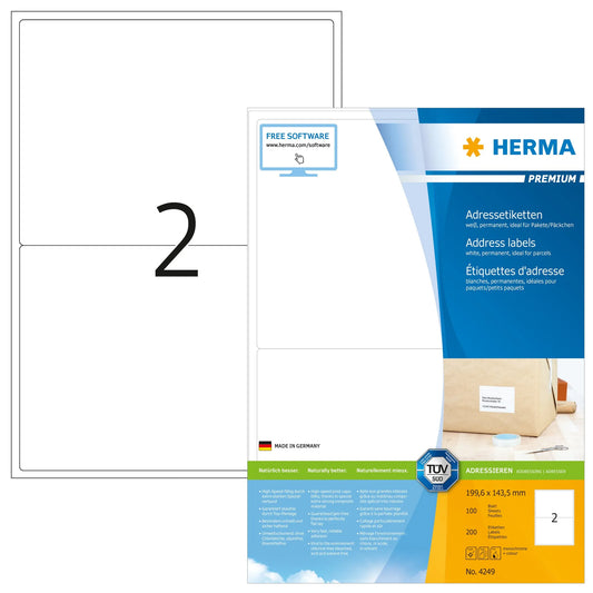 200 HERMA Adressetiketten 4249 weiß
