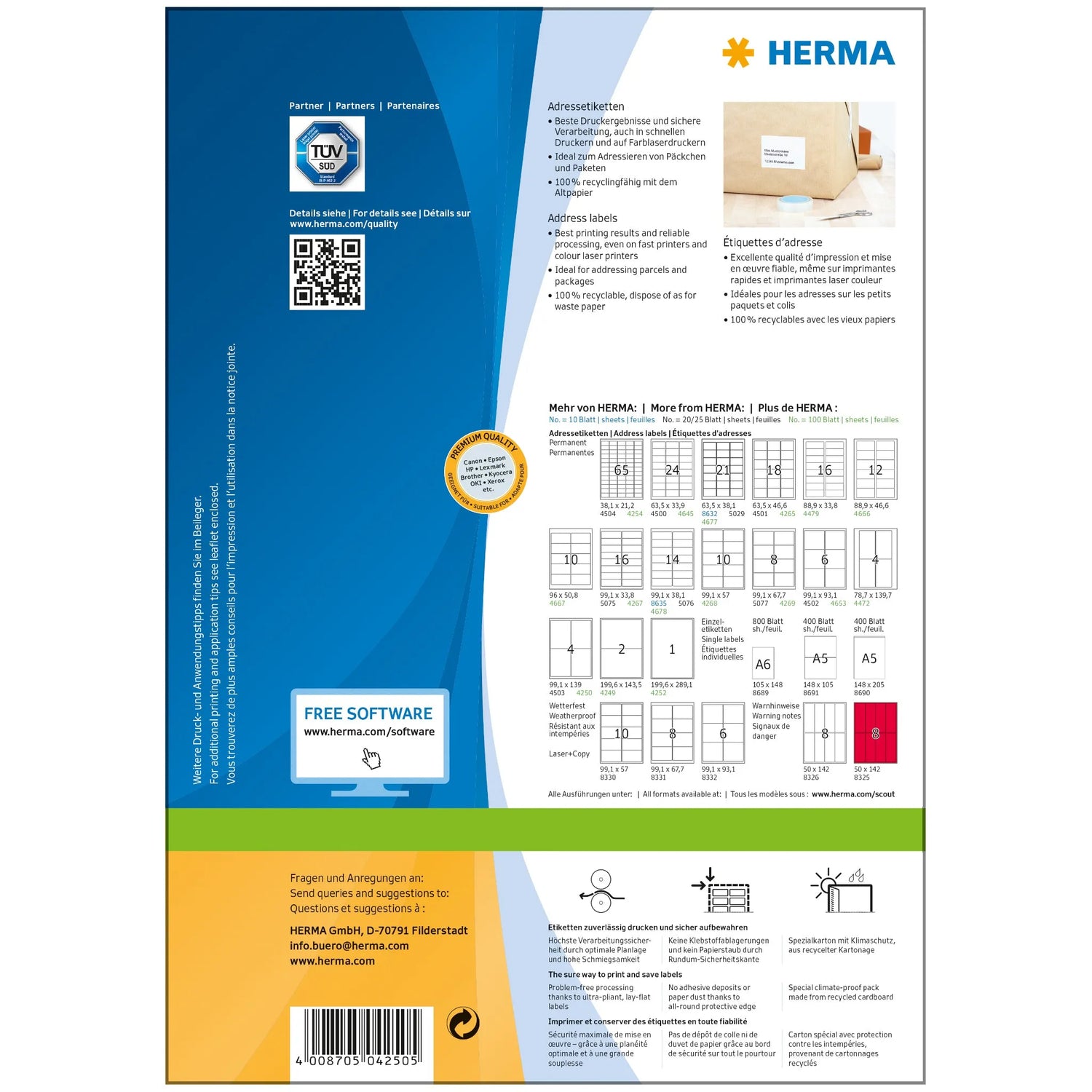 400 HERMA Etiketten 4250 weiß