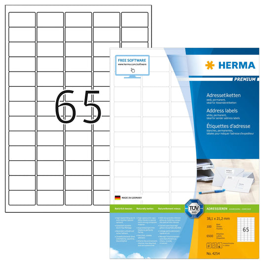 6.500 HERMA Adressetiketten 4254 weiß