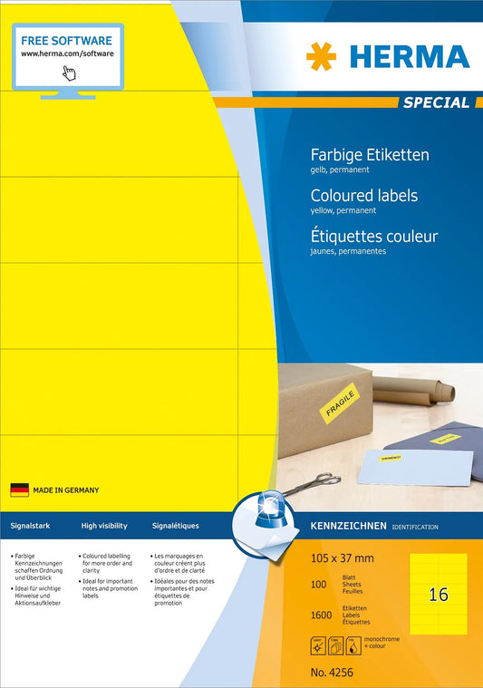 1.600 HERMA Etiketten 4256 gelb