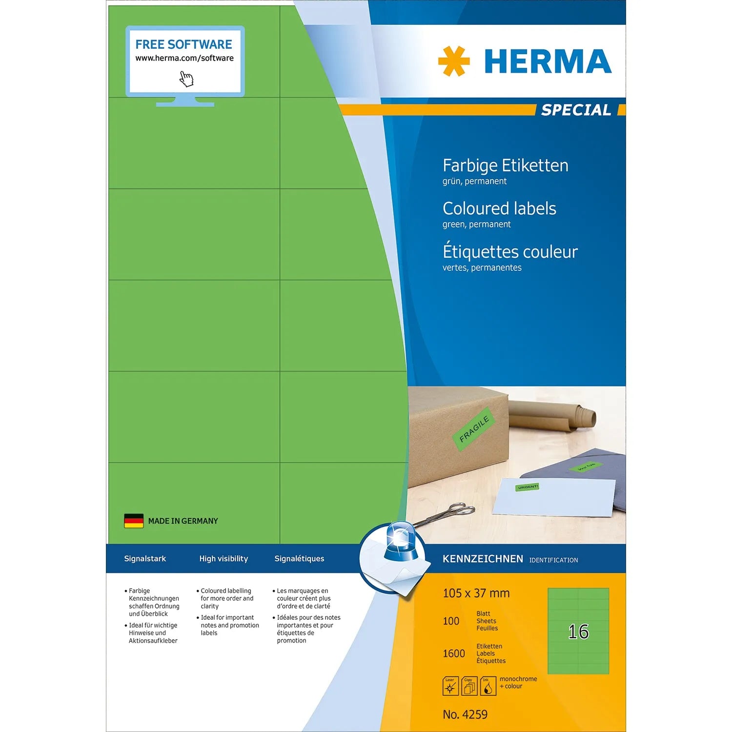 1.600 HERMA Etiketten 4259 grün