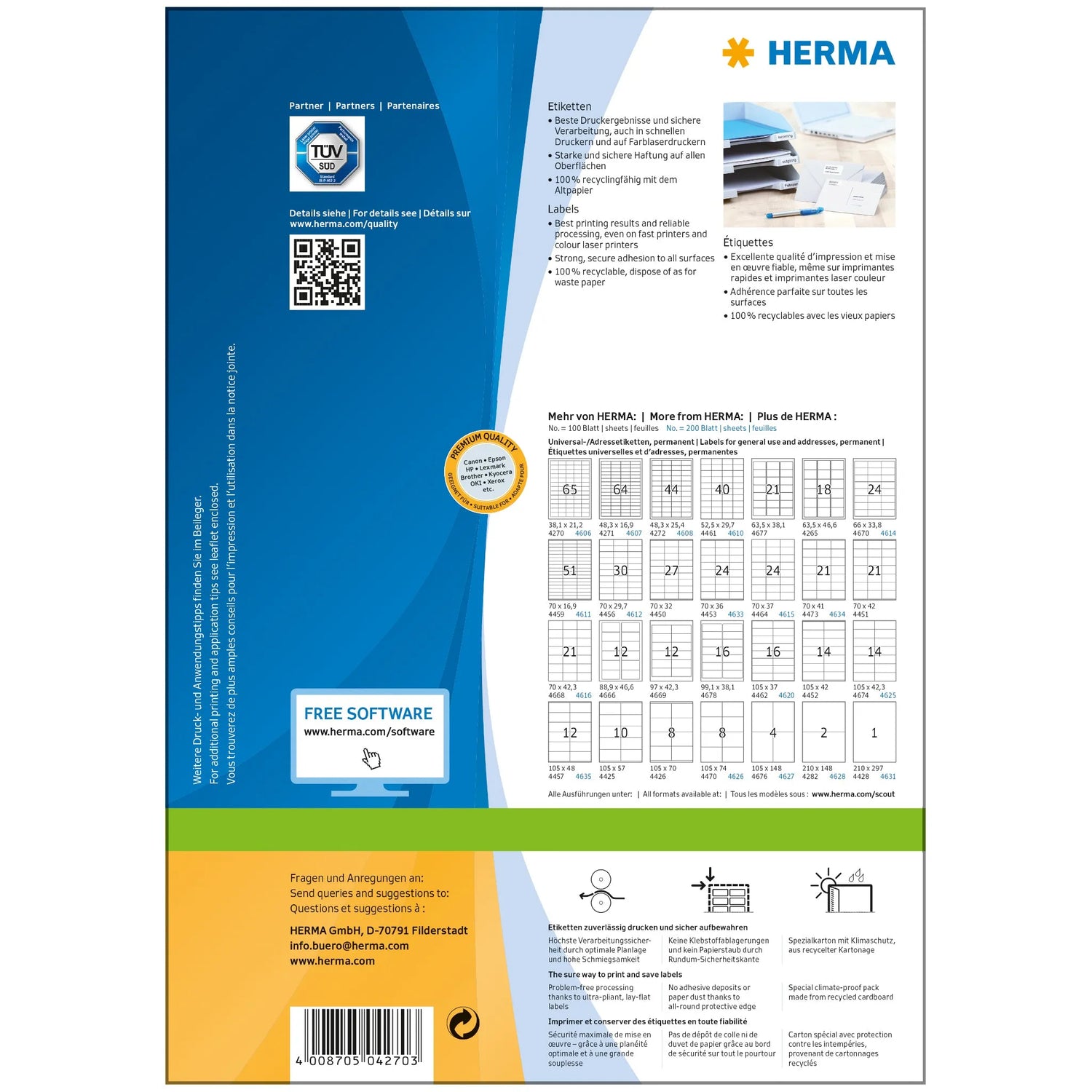 6.500 HERMA Etiketten 4270 weiß