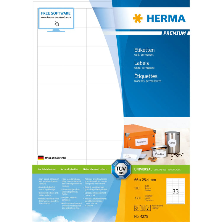 3.300 HERMA Etiketten 4275 weiß