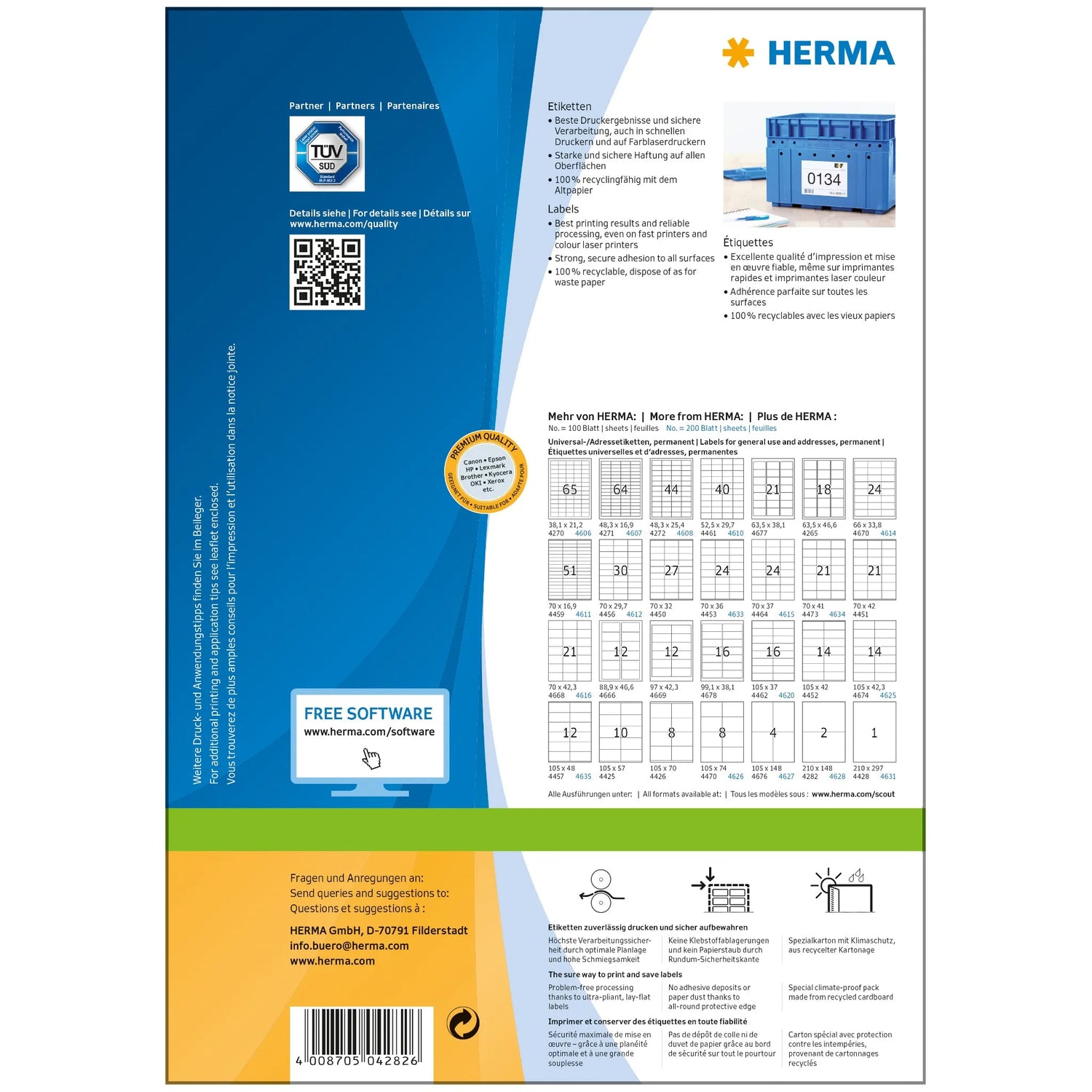 200 HERMA Etiketten 4282 weiß