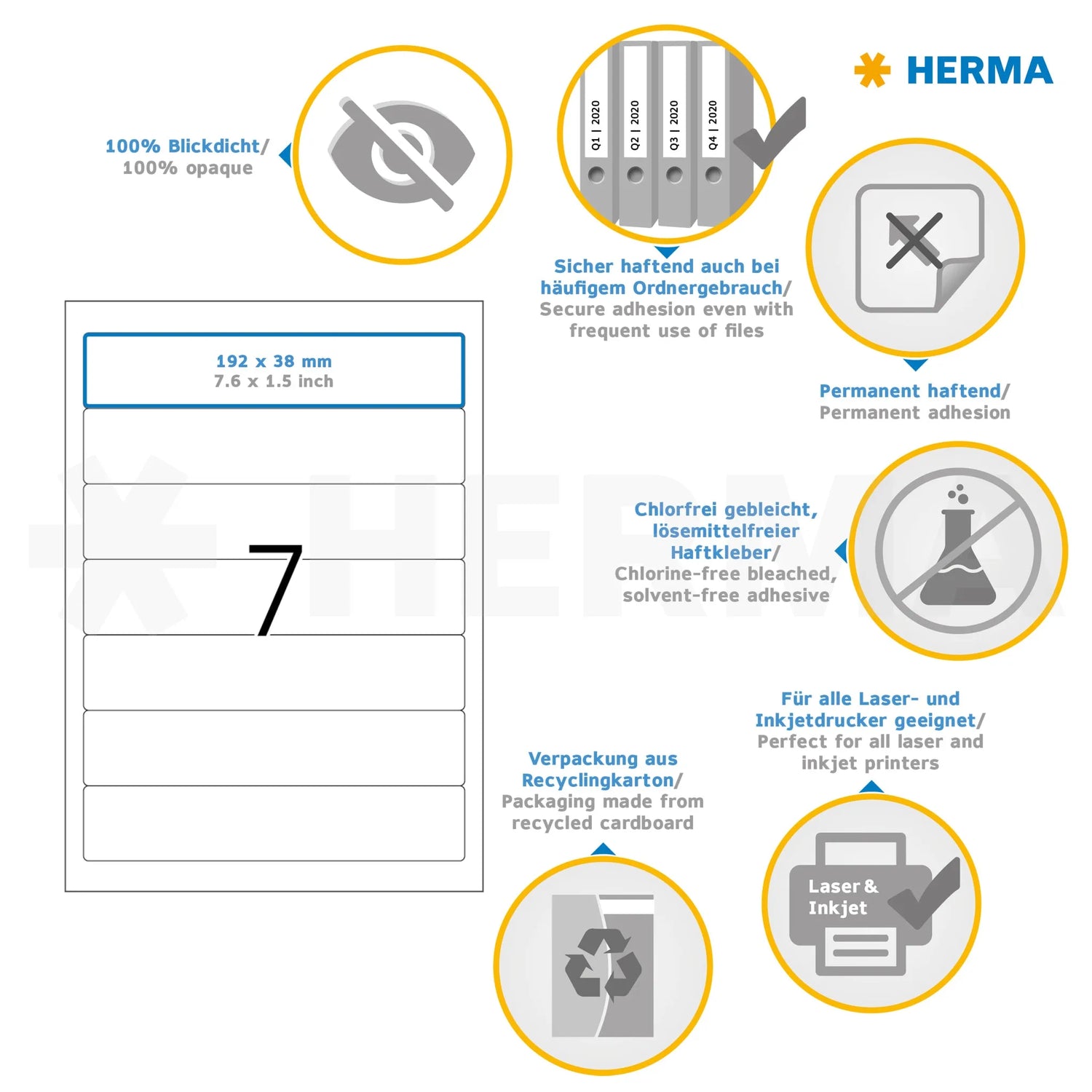 700 HERMA Ordneretiketten 4283 weiß für 4,0 - 5,0 cm Rückenbreite