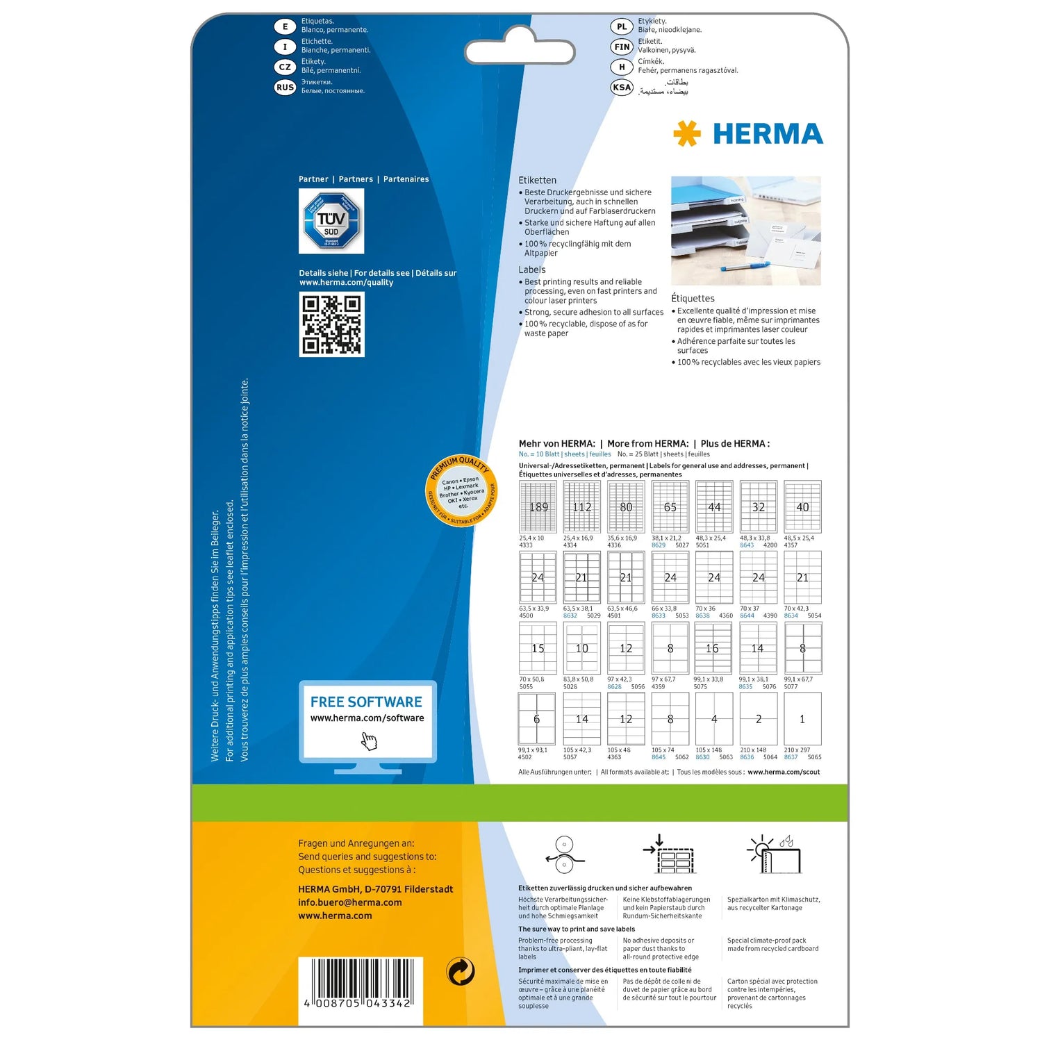 2.800 HERMA Etiketten 4334 weiß
