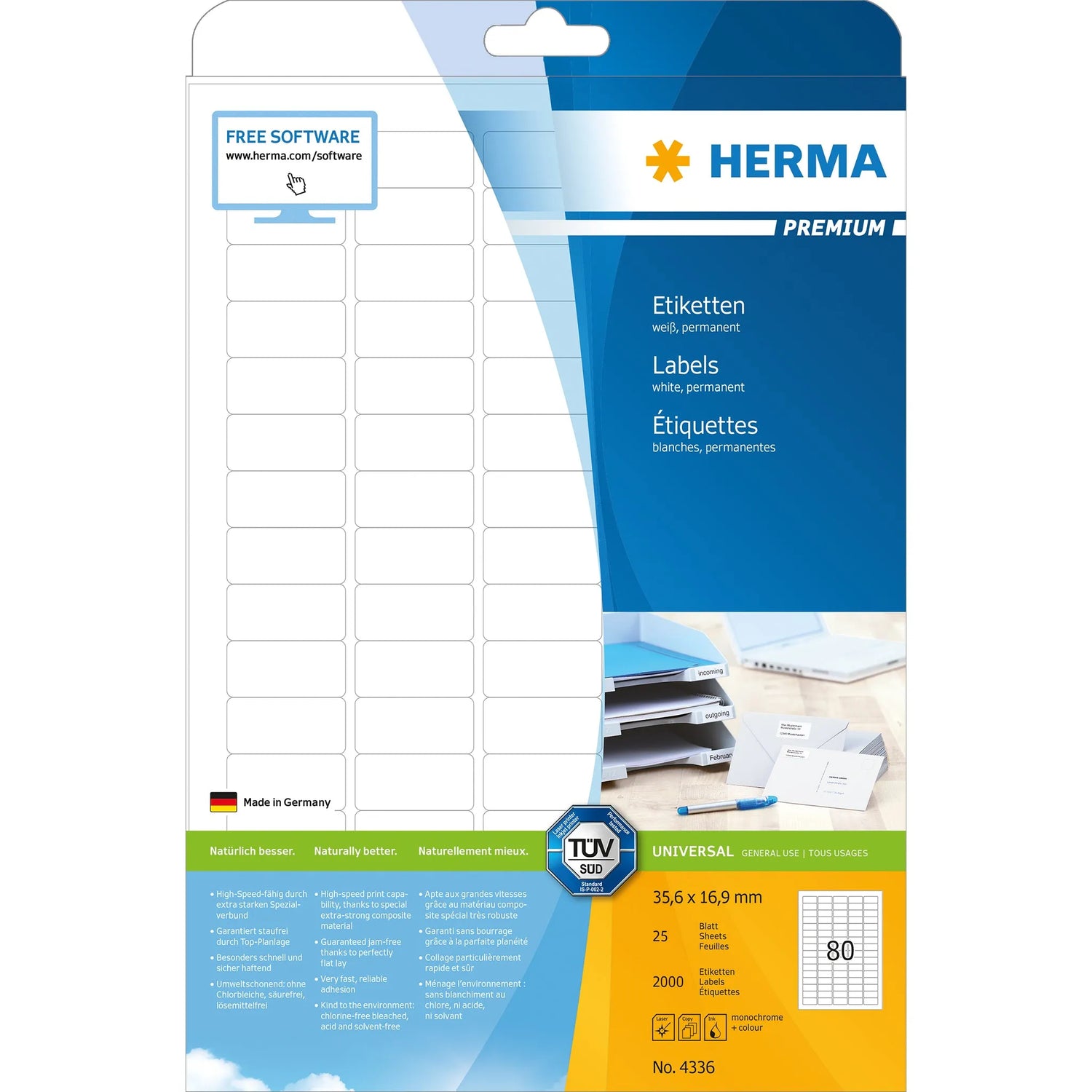 2.000 HERMA Etiketten 4336 weiß