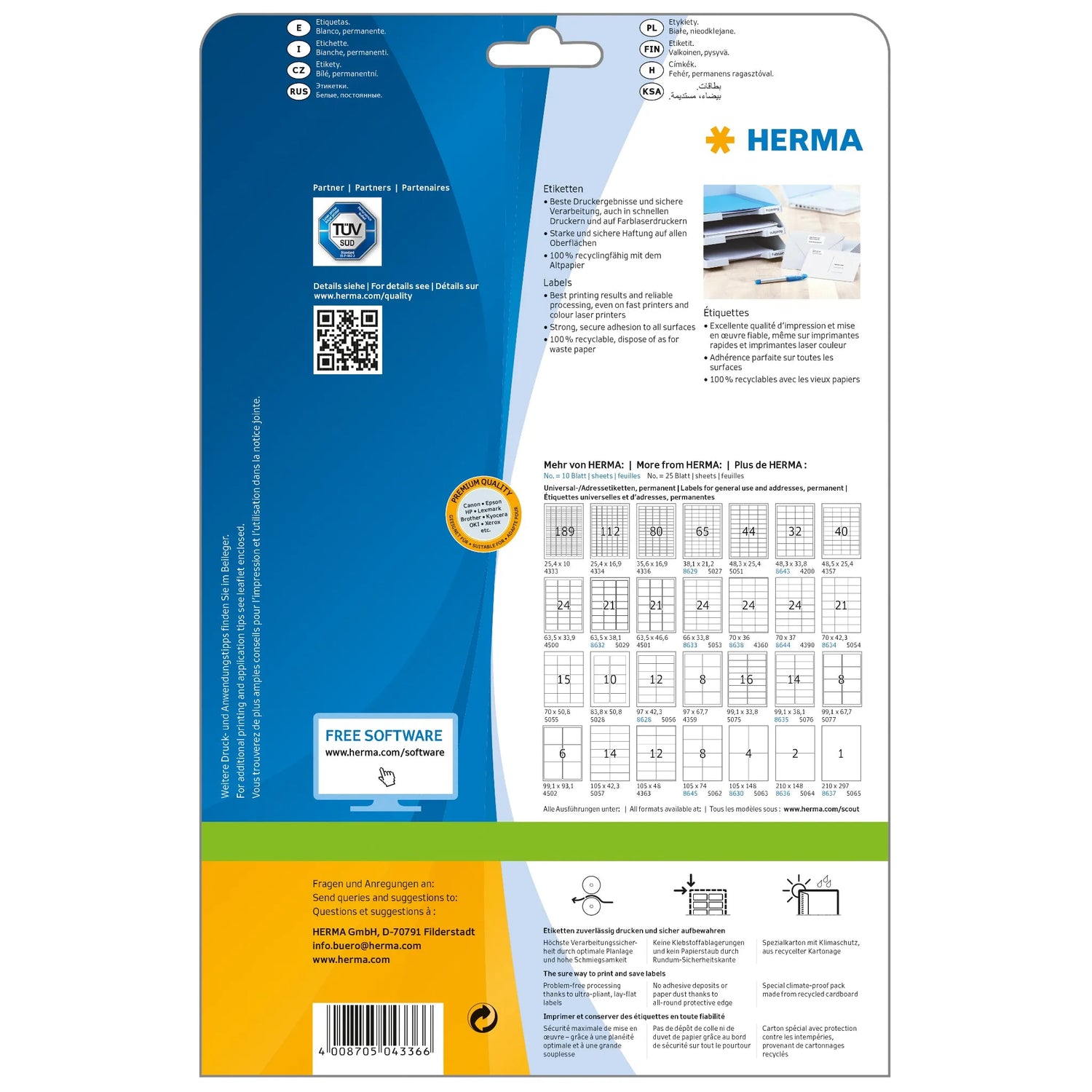 2.000 HERMA Etiketten 4336 weiß