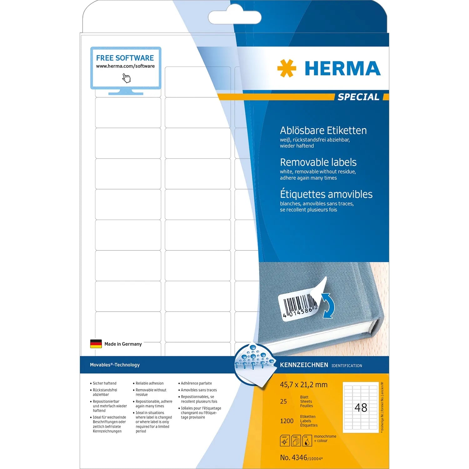 1.200 HERMA Etiketten 4346 weiß
