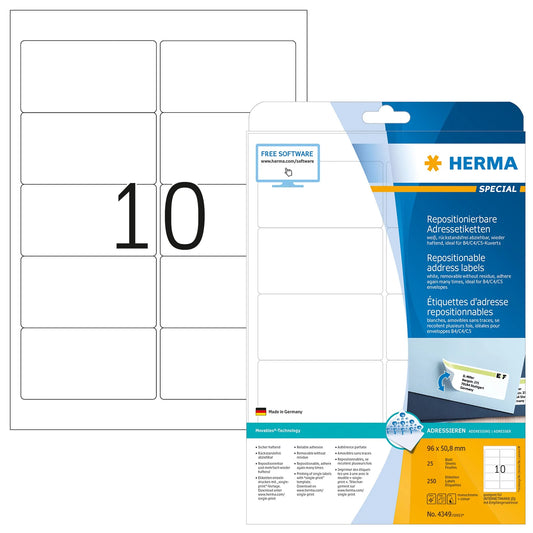 250 HERMA Adressetiketten 4349 weiß