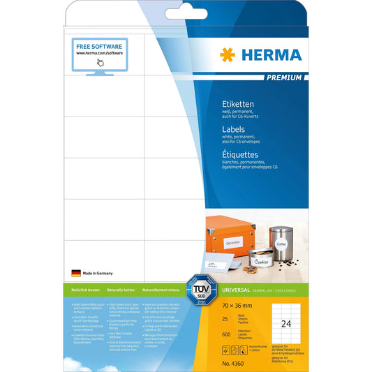 600 HERMA Etiketten 4360 weiß