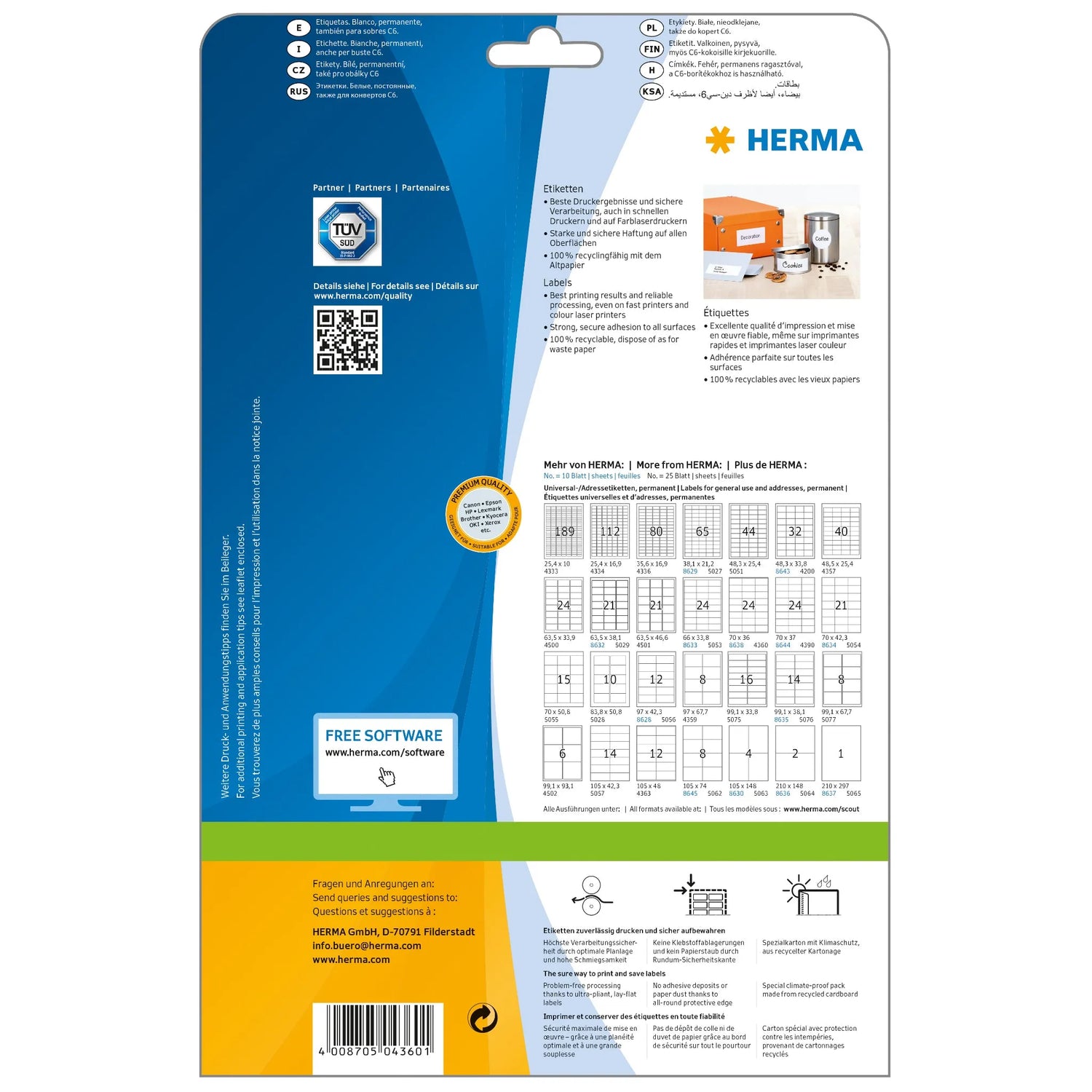 600 HERMA Etiketten 4360 weiß