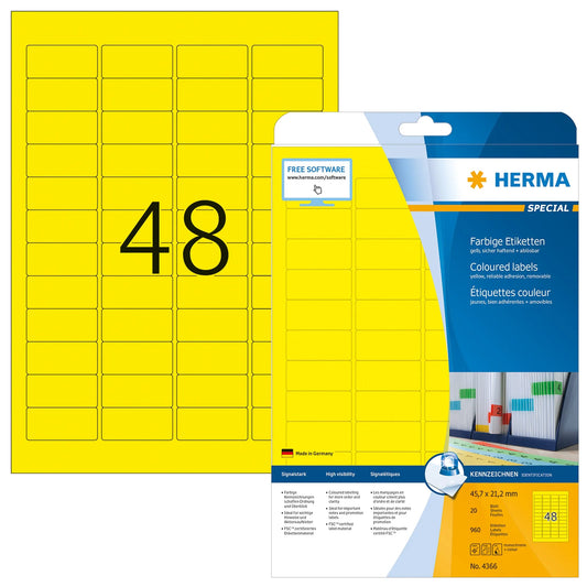 960 HERMA Etiketten 4366 gelb