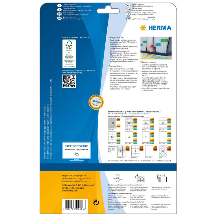 960 HERMA Etiketten 4366 gelb