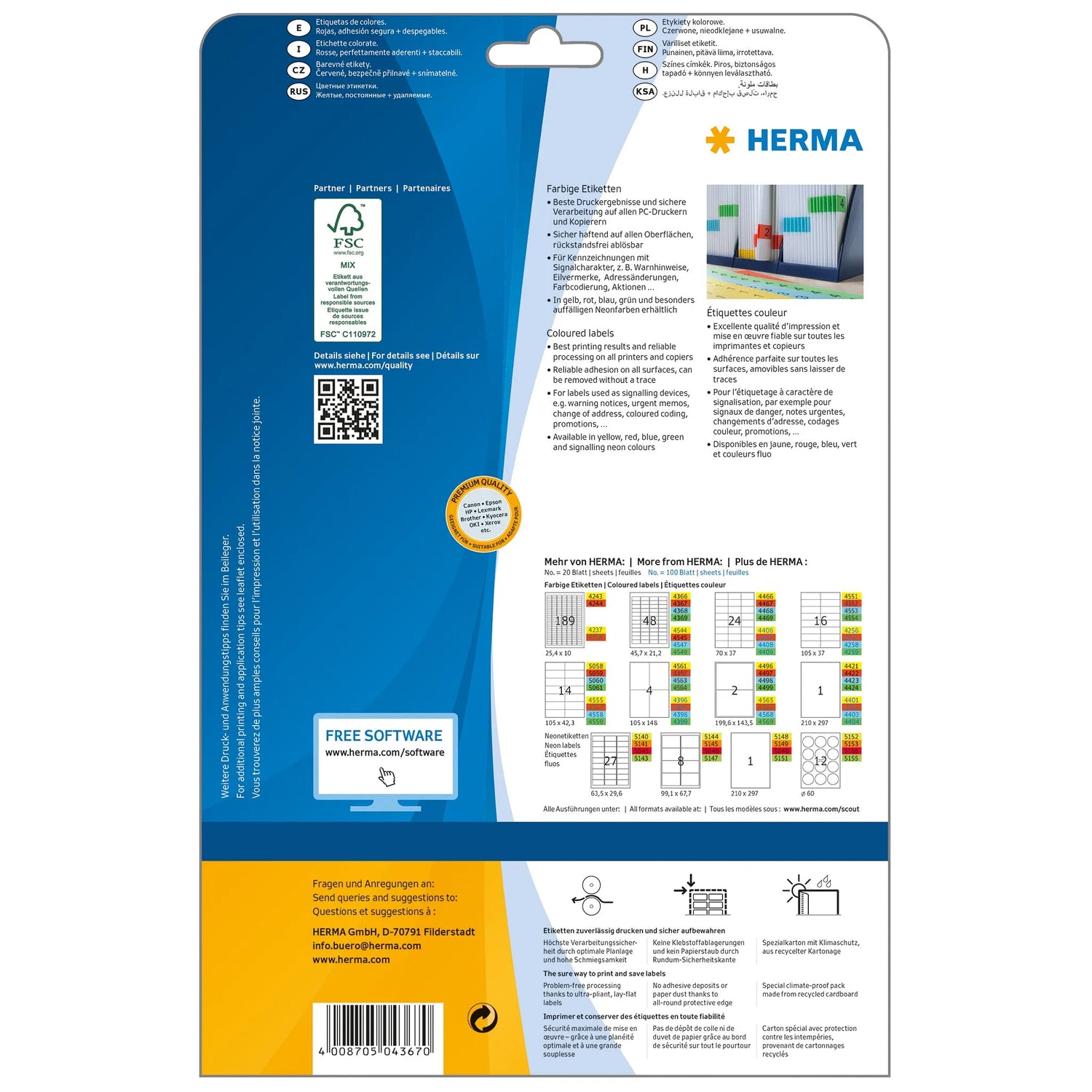 960 HERMA Etiketten 4367 rot