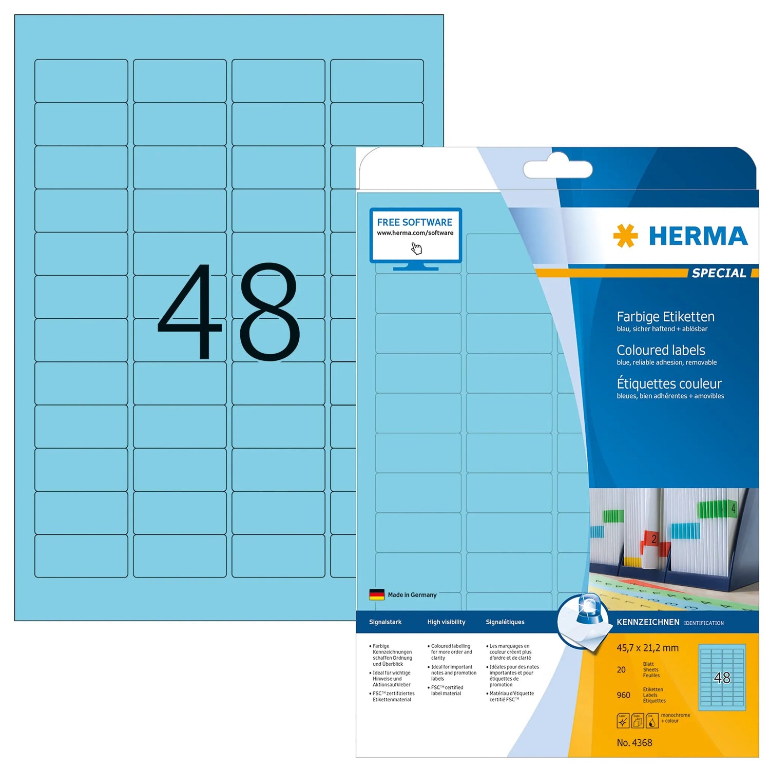 960 HERMA Etiketten 4368 blau