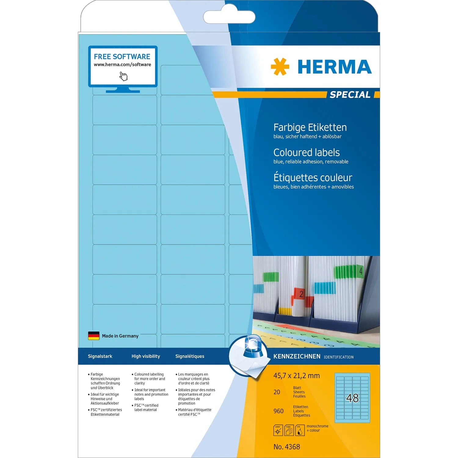 960 HERMA Etiketten 4368 blau