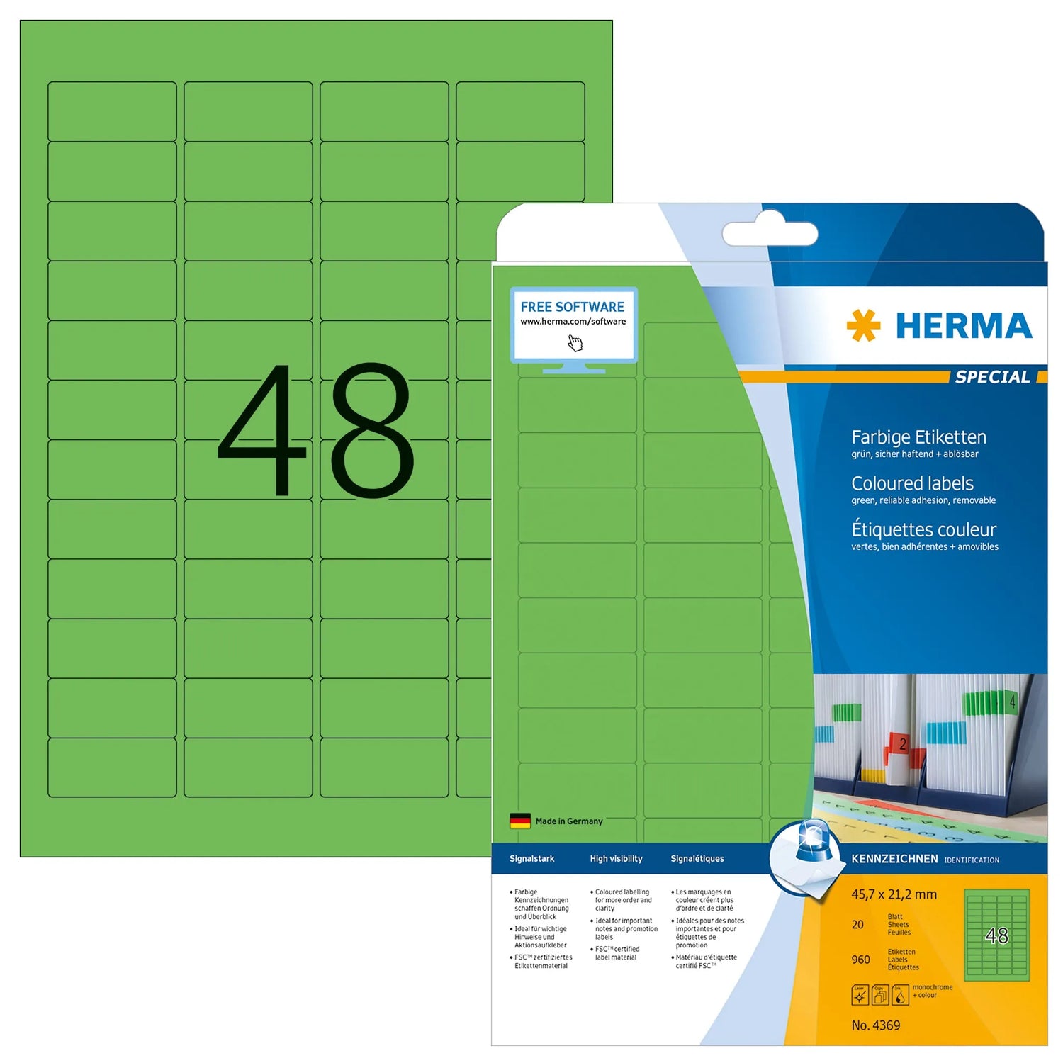 960 HERMA Etiketten 4369 grün