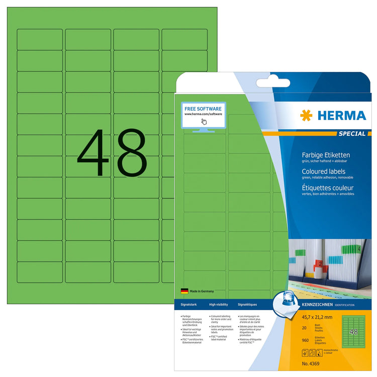 960 HERMA Etiketten 4369 grün