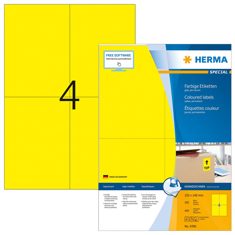 400 HERMA Etiketten 4396 gelb