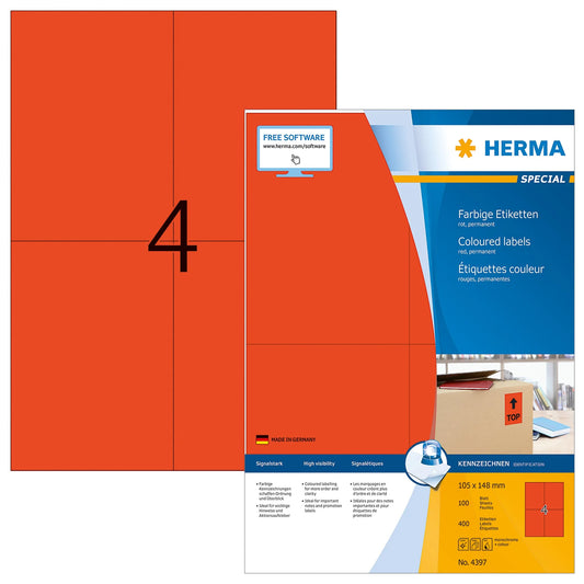 400 HERMA Etiketten 4397 rot