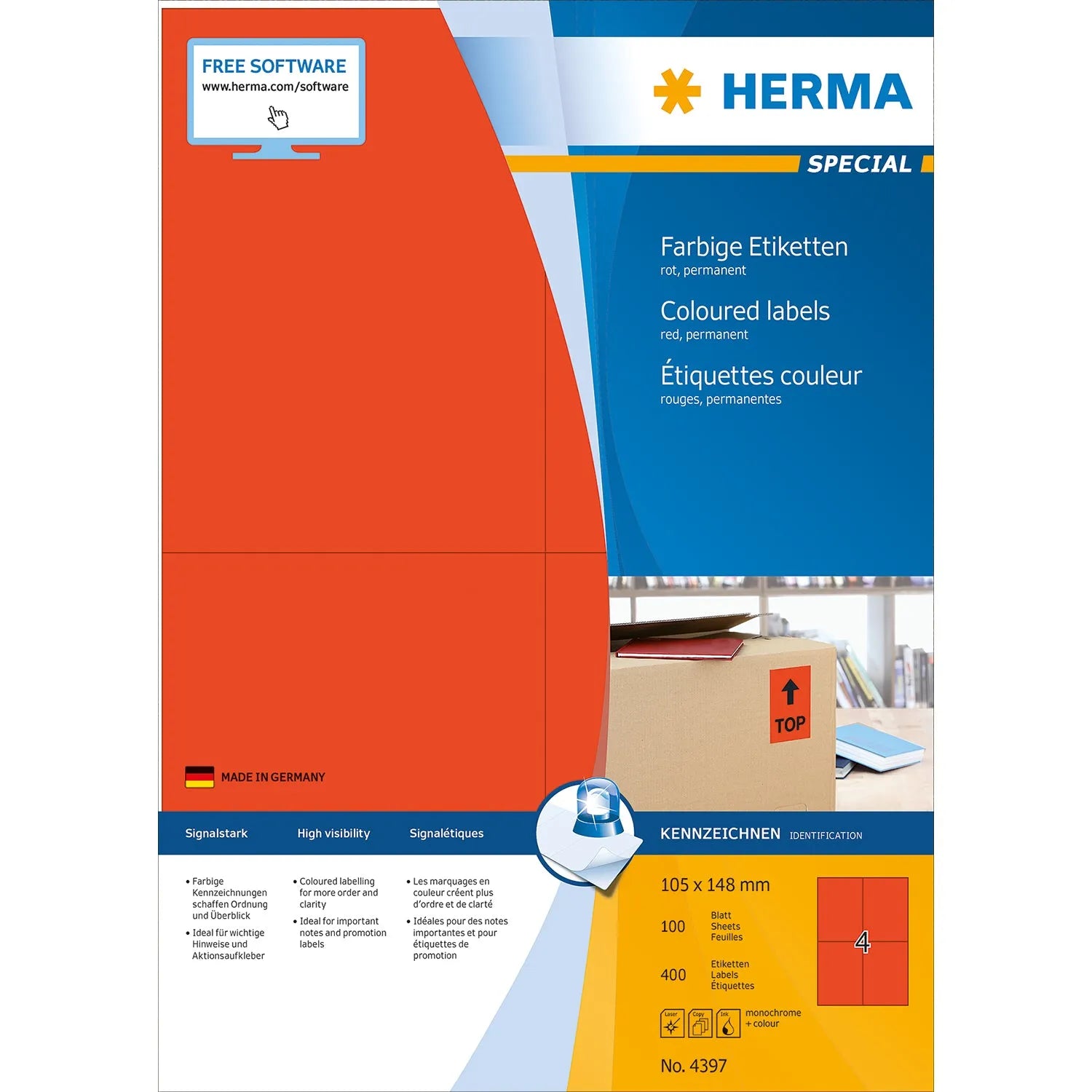 400 HERMA Etiketten 4397 rot