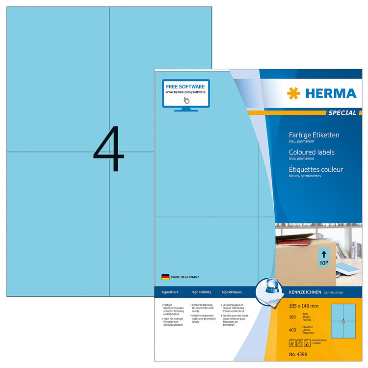 400 HERMA Etiketten 4398 blau