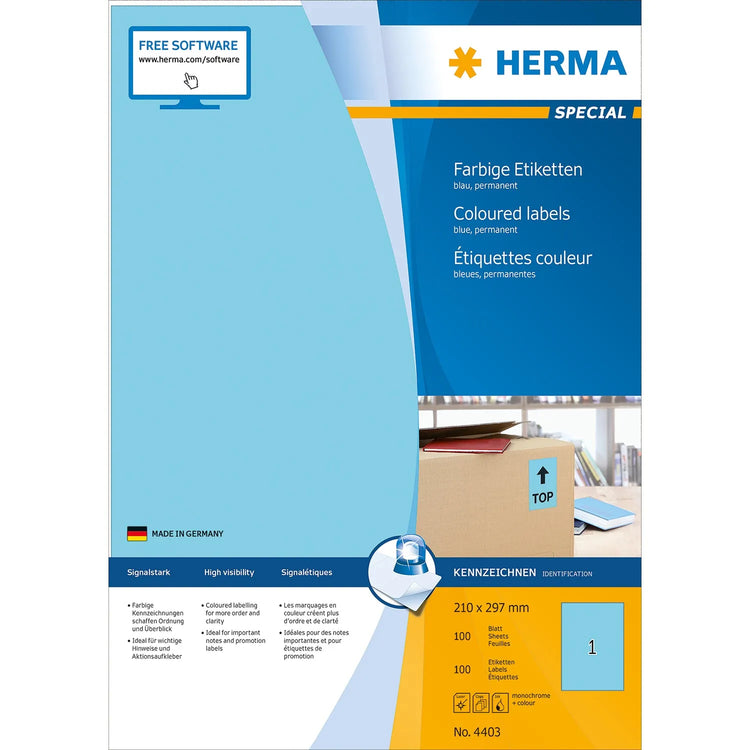100 HERMA Etiketten 4403 blau