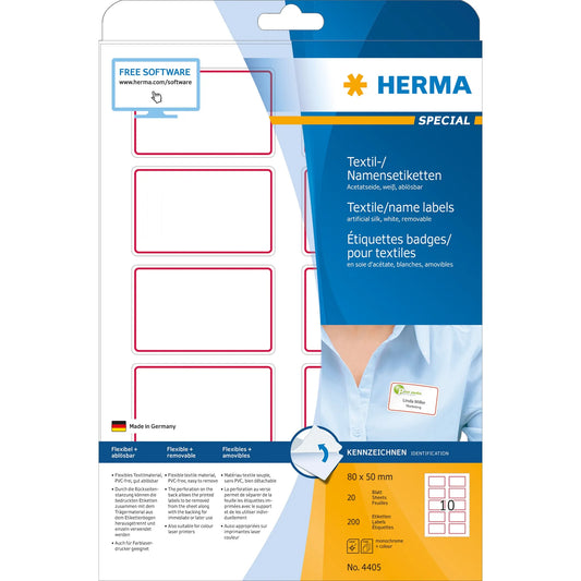 200 HERMA Namensetiketten 4405 weiß
