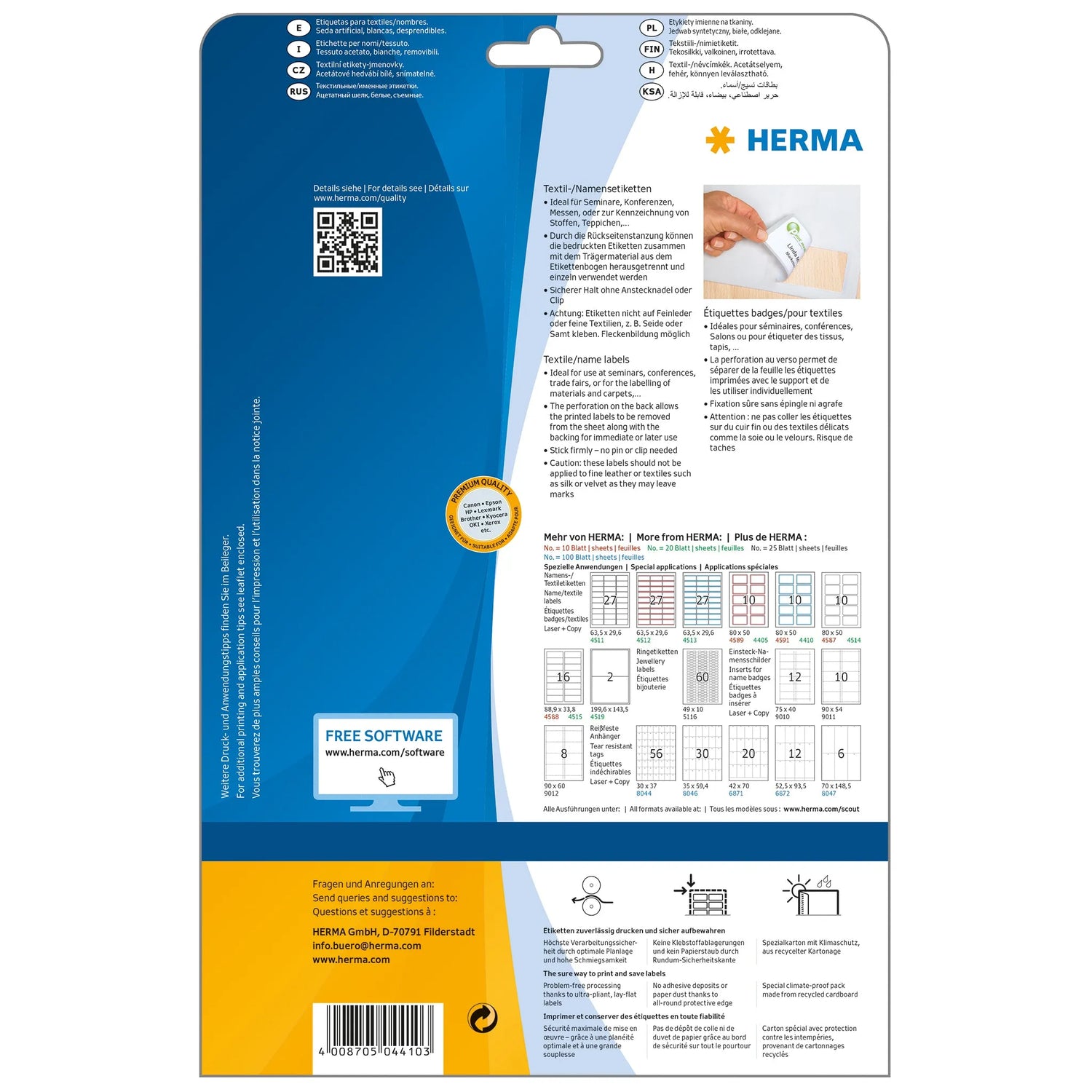 200 HERMA Namensetiketten 4410 weiß