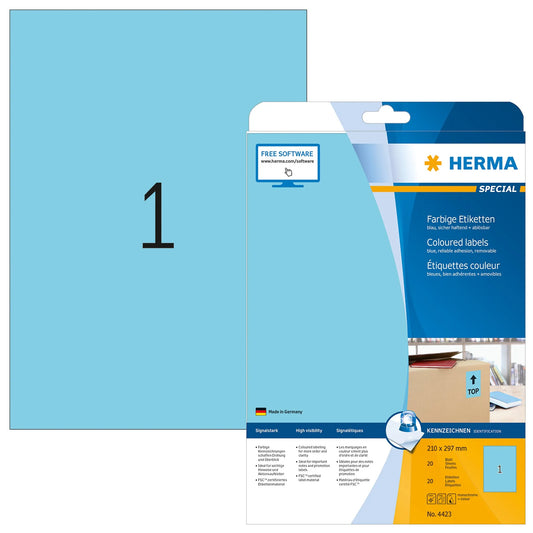 20 HERMA Etiketten 4423 blau