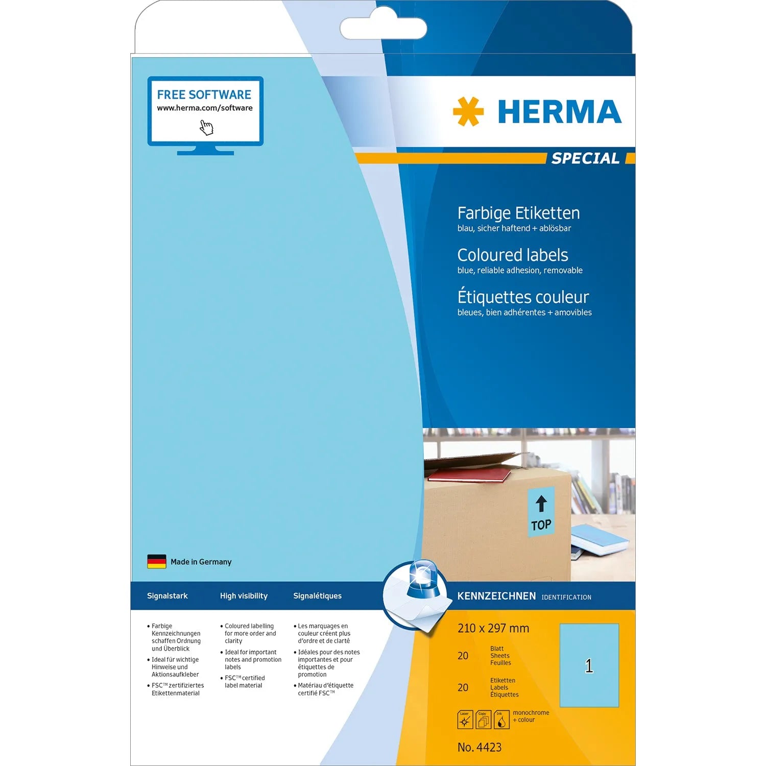 20 HERMA Etiketten 4423 blau