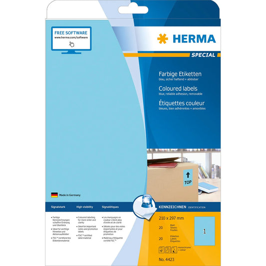20 HERMA Etiketten 4423 blau