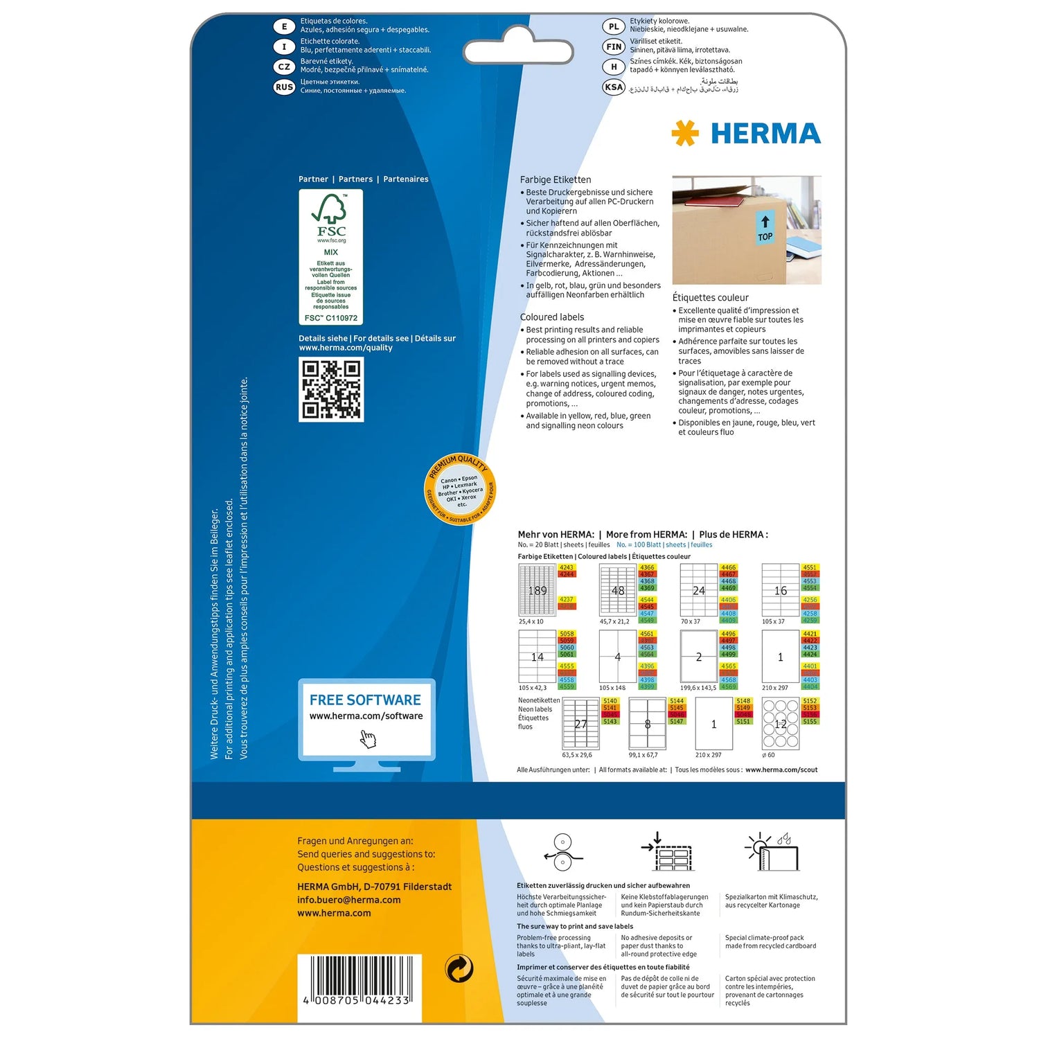20 HERMA Etiketten 4423 blau