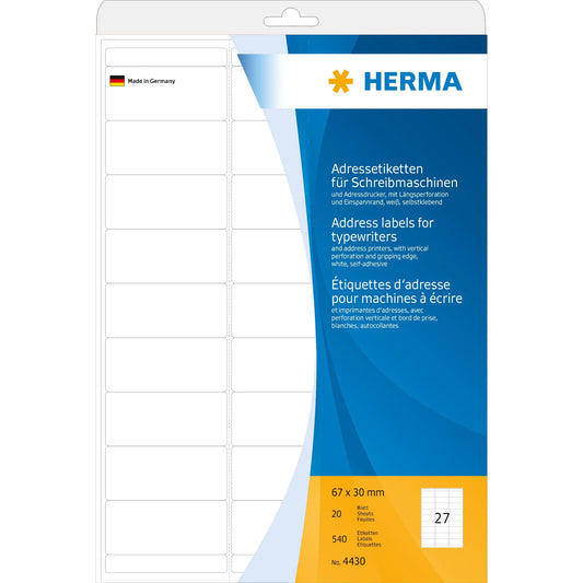 540 HERMA Adressetiketten 4430 weiß