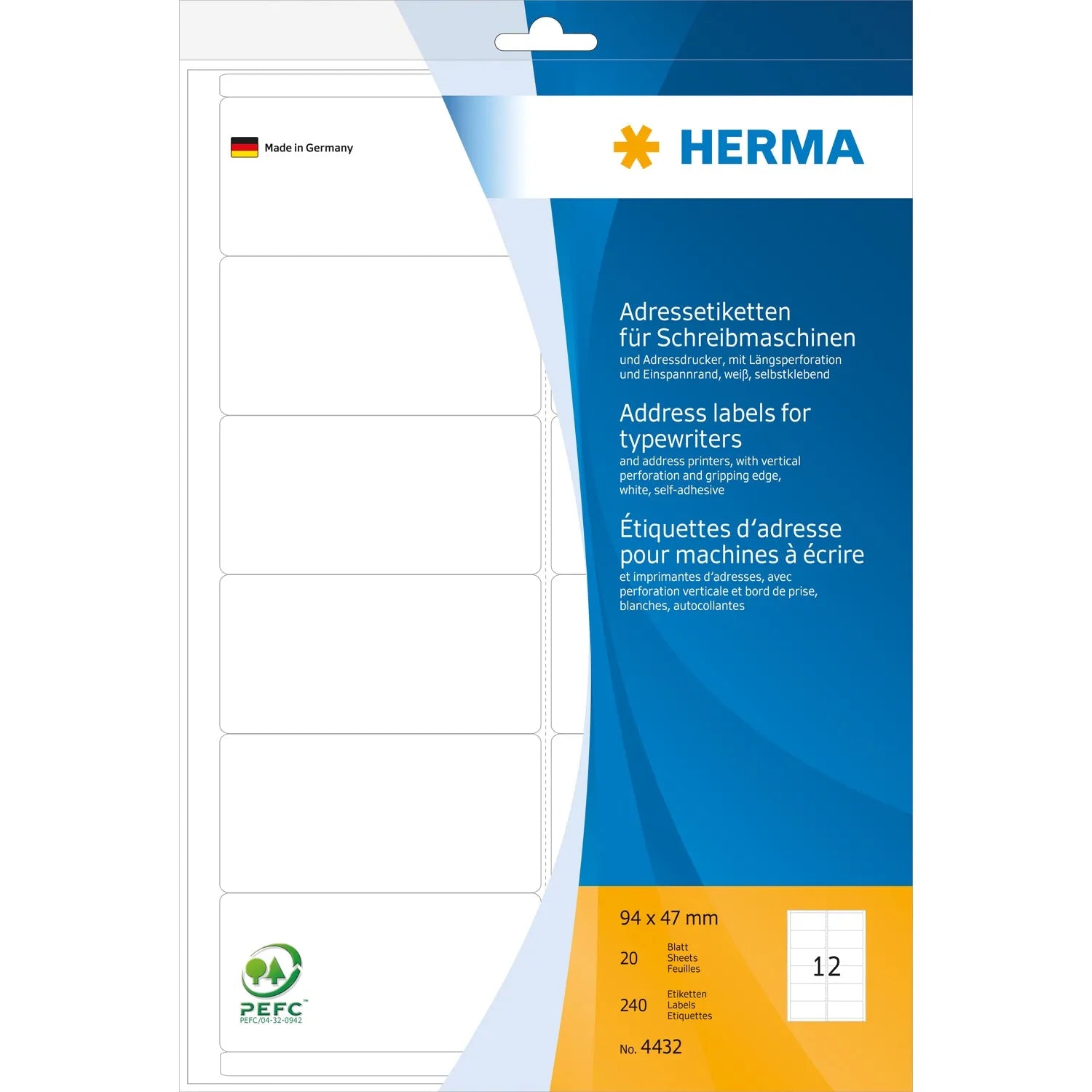 240 HERMA Adressetiketten 4432 weiß