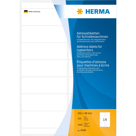 1.400 HERMA Adressetiketten 4439 weiß