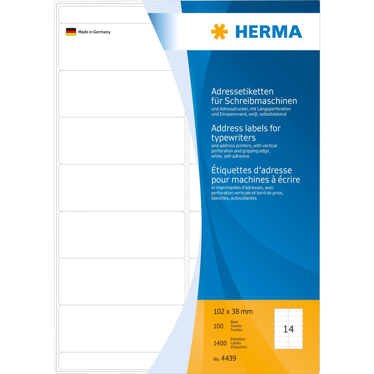 1.400 HERMA Adressetiketten 4439 weiß