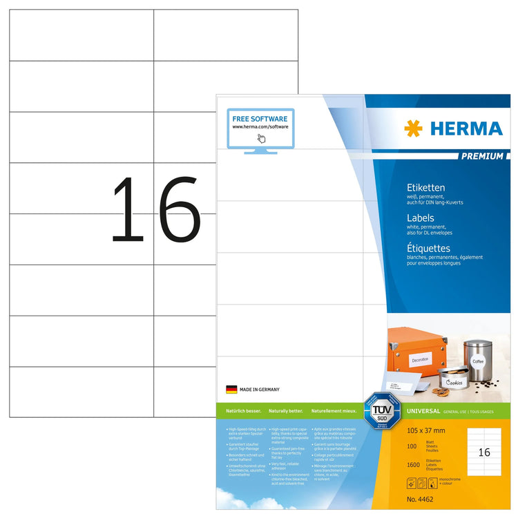 1.600 HERMA Etiketten 4462 weiß