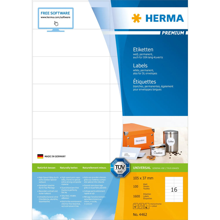 1.600 HERMA Etiketten 4462 weiß
