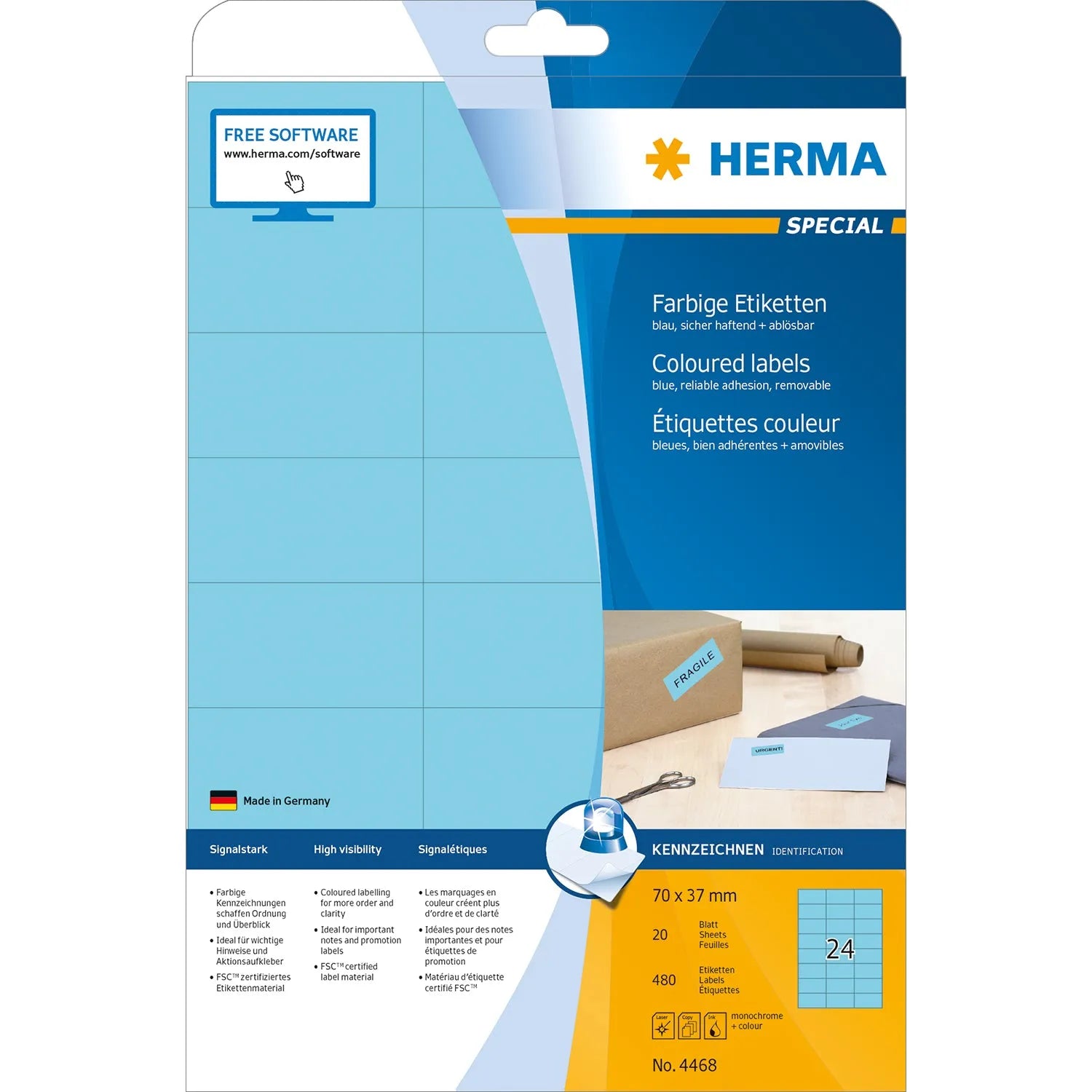 480 HERMA Etiketten 4468 blau