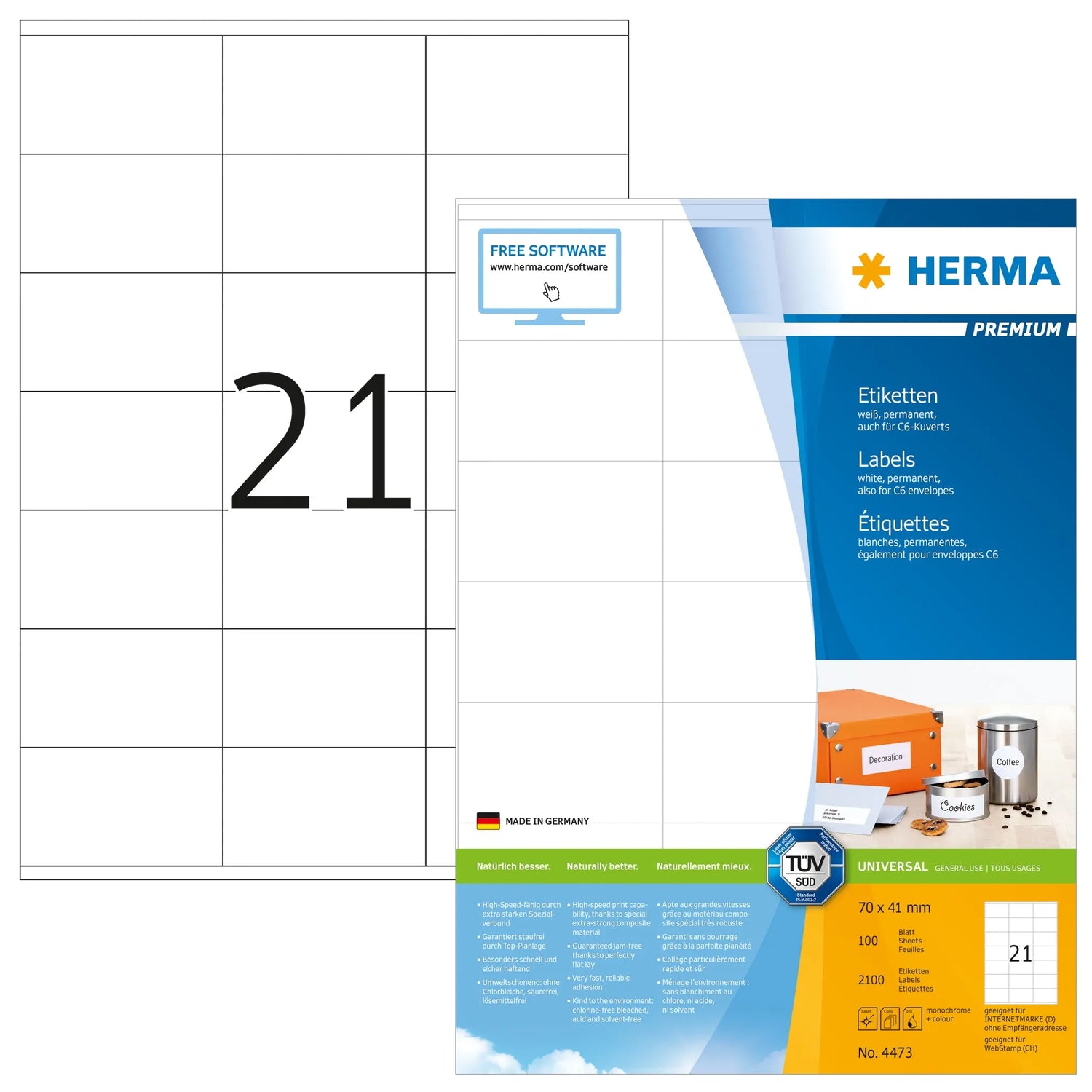 2.100 HERMA Etiketten 4473 weiß