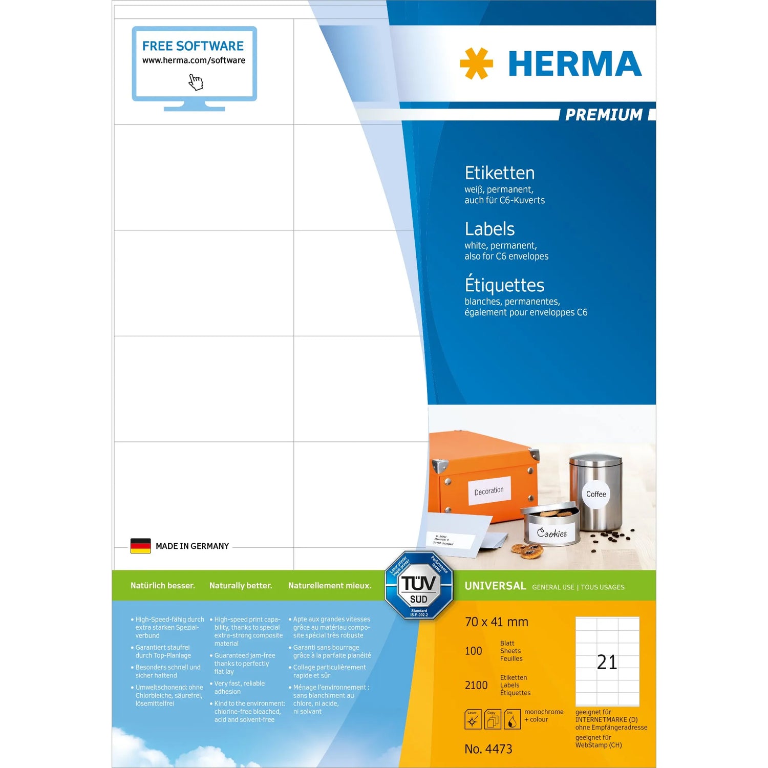 2.100 HERMA Etiketten 4473 weiß