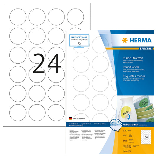 2.400 HERMA Etiketten 4476 weiß