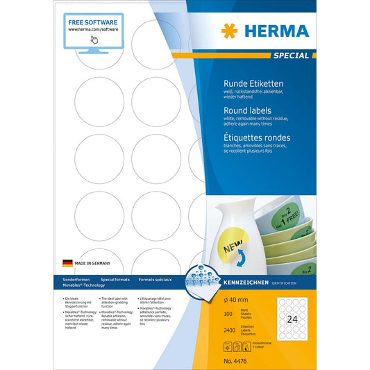 2.400 HERMA Etiketten 4476 weiß